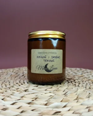 swieca_sojowa_mahoń_drzewo_tekowe_mahoniowa_słoik_250ml_1 Mahoń i Drzewo Tekowe - Świeca Sojowa w Szklanym Słoiku 250ml