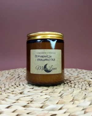 świeca_sojowa_zapachowa_pomarańcza_bergamotka_słoik_250ml_1 Pomarańcza i Bergamotka - Zapachowa Świeca Sojowa 250ml