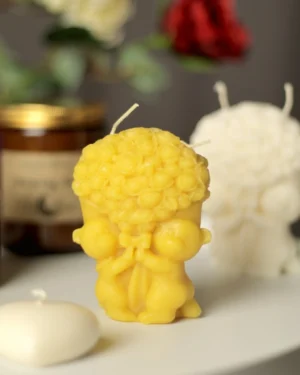 świeca_misie_róże_bukiet_różany_świeczka_ozdobna_pszczela_walentynki_4 Misie z Różanym Bukietem – Świeca z Wosku Pszczelego