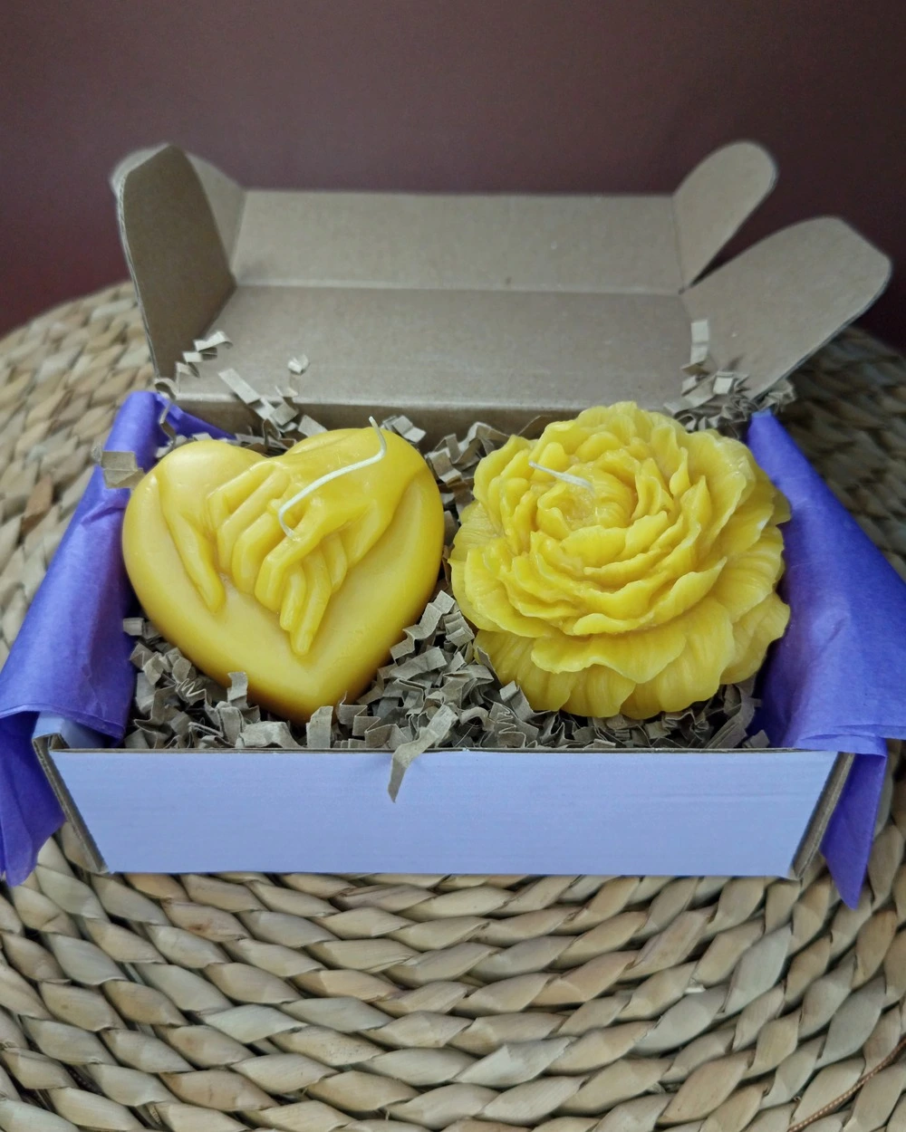 Serce & Piwonia - Zestaw Świec Pszczelich na Prezent - obrazek 5